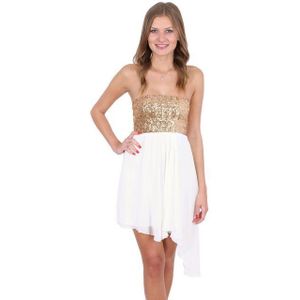 Sarcia.eu Minikleid Cremefarbenes Minikleid aus Chiffon, Pailletten JOHN ZACK L