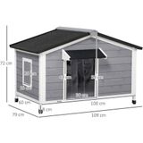PawHut Hundehütte aus Holz, mit abnehmbarem Boden, Outdoor, Grau, BxTxH: 109x79x72 cm