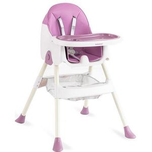 IKIDO Kinderklappstuhl Baby-Klapphochstuhl mit doppeltem Tablett (mit Ablagekorb, mit 5-Punkt-Sicherheitsgurt, wasserdichtes abnehmbares Tablett), klappbar, 6 Monate bis 4 Jahre, 50kg belastbar, vier Farben