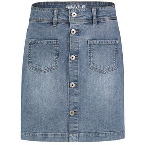 SUBLEVEL Sommerrock mit Knopfleiste und aufgesetzten Taschen Denim Skirt