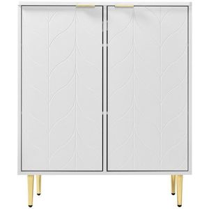 OKWISH Sideboard (Sideboard mit vergoldeten Beinen und Griffen,Kommode, lackiert,Ecken, Sideboard mit 2 Türen,Kommode,Flurschrank, vergoldete Füße und Griff), 75B*40T*90H,weiß