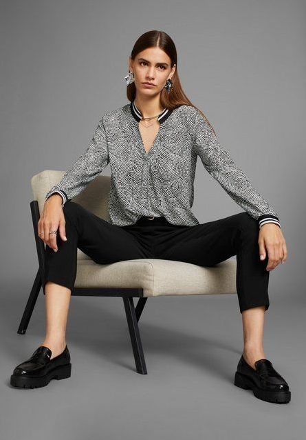 HECHTER PARIS Druckbluse mit Kontrastkragen