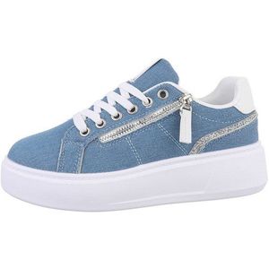 Ital-Design Damen Low-Top Freizeit Sneaker (86016624) Keilabsatz/Wedge Sneakers Low in Blau