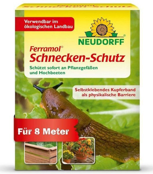 Neudorff Pflanzenstärkungsmittel Schnecken-Schutz 4m Kupferband 2Stk., 4 m Kupferband gegen Schnecken, schützt Pflanzgefäße und Hochbeete vor Schnecken, effektive Schneckenabwehr