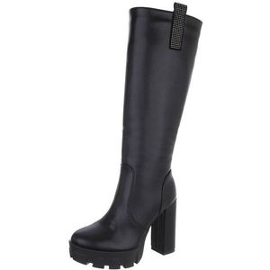 Ital-Design Damen Freizeit Plateaustiefel (87108629) Blockabsatz High-Heel Stiefel in Schwarz