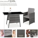 tectake Sitzgruppe Rattan Sitzgruppe, (Set, 3-tlg), Tisch mit abnehmbarer Glasplatte
