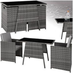 tectake Sitzgruppe Rattan Sitzgruppe, (Set, 3-tlg), Tisch mit abnehmbarer Glasplatte