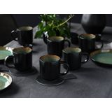 CreaTable Becher Nordic Fjord, Steinzeug, Kaffeebecher, Tassen Set, 6-teilig, 285 ml