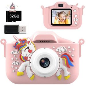 BlingBin X10S Digitalkamera 1080p HD Multifunktionale Mini Unicorn Kamera Kinderkamera (24 MP, 8x opt. Zoom, inkl. 1 tlg, (inkl. 32G-Speicherkarte + Kartenleser) für Kinder Geschenk)