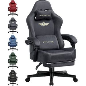 GTPLAYER Gaming-Stuhl aus Stoff mit Taschenfederkissen großer hoher Gamer Stuhl, 150KG (Gaming Chair mit hoher Rückenlehne und Fußstütze), Bürostuhl Gaming Sessel Gepolstert für Jugendliche und Erwachsene