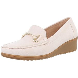 Ital-Design Komfortable Loafers für jeden Anlass – Stil & Qualität Slipper (89319183) Keilabsatz/Wedge Mokassins in Beige