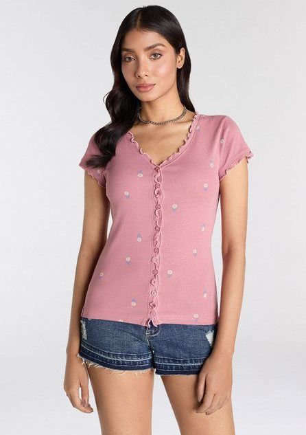 KangaROOS Kurzarmshirt kurzärmelig, figurbetont, aus Baumwolle