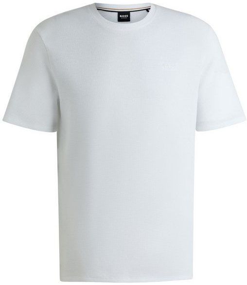 BOSS Kurzarmshirt Waffle T-Shirt mit Logo-Stickerei auf der Vorderseite