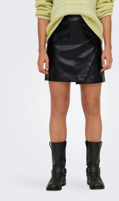 ONLY Lederimitatrock ONLZETA HW FAUX LEA SKIRT CC PNT mit Wickeloptik