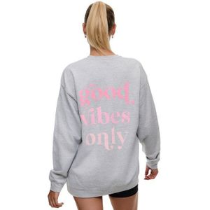 Worldclassca Sweatshirt Worldclassca Oversized Sweatshirt Good Vibes Print Langarm Pullover Freizeit Shirt