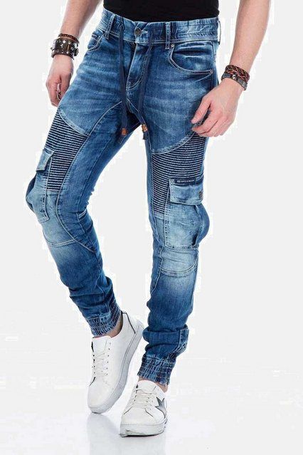 Cipo & Baxx Cargojeans Jeans mit elastischen Bündchen am Saum, CD-446