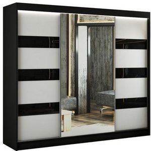 ALTDECOR Schiebetürenschrank LOSTE (Kleiderschrank Garderobenschrank mit viel Stauraum Moderner Schrank) Spiegel Spiegeltüren Vielseitiger Schwebetürenschrank LED Beleuchtung