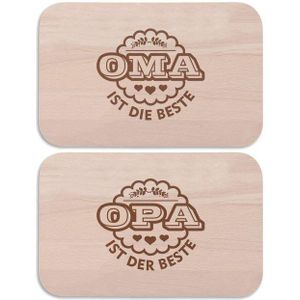 GRAVURZEILE Schneidebrett Frühstücksbrettchen Oma + Opa sind die Besten im Set -, Buchenholz, (Set)