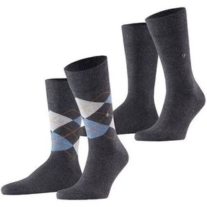 Burlington Socken Everyday Argyle Mix 2-Pack (2-Paar) aus weicher gekämmter Baumwolle