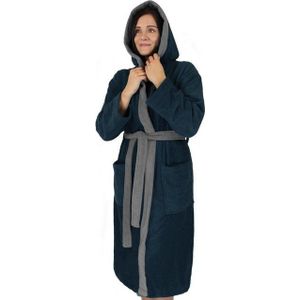 normani Damenbademantel, 122, Baumwolle, Kapuze, Bindegürtel, Saunamantel aus 100 % Baumwolle für Damen und Herren