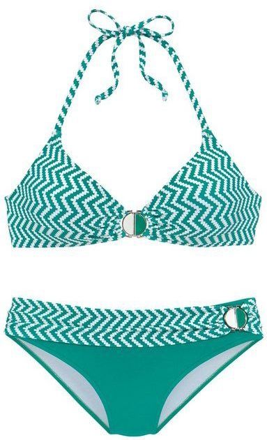 JETTE Triangel-Bikini mit modischem Druck und Accessoires