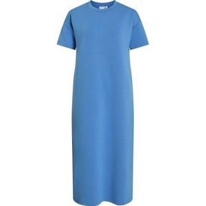 Vila Shirtkleid Basic Long Shirt-Kleid mit Rundhals, Kurzarm Jersey (extralang) VISIFFI O-NECK S/S MIDI DRESS/PB