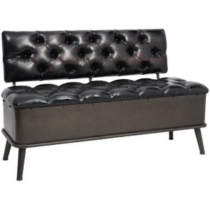 furnicato Truhenbank Sitzbank mit Stauraum und Rückenlehne 110cm Schwarz Kunstleder