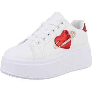 Ital-Design Damen Low-Top Freizeit Sneaker (88930470) Keilabsatz/Wedge Sneakers Low in Weiß