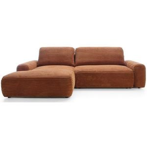 Goldstoff Ecksofa vielfältige Schlafcouch mit ergonomisch geformte Rückenkissen, L-Form Schlafsofa mit Schlaffunktion und Bettkasten, moderner Cordstoff 2 Teile, pflegeleichtes Cordsofa mit Bettkasten