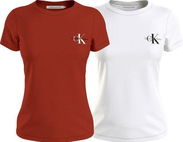 Calvin Klein Jeans Plus T-Shirt PLUS 2-PACK MONOLOGO SLIM TEE (Packung, 2-tlg., 2er-Pack) in großen Größen