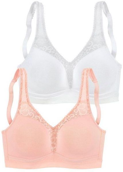 petite fleur Entlastungs-BH (Packung, 2 Stück) ohne Bügel mit femininer Spitze im Doppelpack