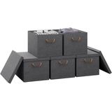 Woltu Aufbewahrungsbox (5 St., Set), mit Deckel, mit Griffen, faltbar, Grau