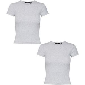 Vero Moda T-Shirt 2er-Set Enger Schnitt Rundhals Kurzarm (2-tlg) VMCHLOE SS SHORT TOP GA JRS NOOS