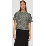 QS Kurzarmshirt Verkürztes T-Shirt mit All-over-Print Artwork