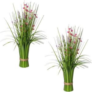 Kunstgras Stehgras-Busch mit Blüten, Creativ green, Höhe 48 cm