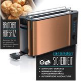 Arendo Toaster Edelstahl, Langschlitz, Display mit Restzeitanzeige, Brötchenaufsatz, 1 langer Schlitz, für 2 Scheiben, 1000 W, Defrost Funktion, Wärmeisolierendes Gehäuse, Krümelschublade