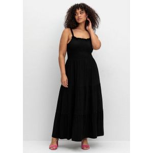 Sheego Sommerkleid Große Größen mit Smok-Oberteil und Volantrock