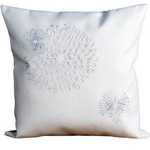 heimtexland Tischdecke Deko Tischwäsche Kissen Serie Pusteblume bestickt (Typ887 1-tlg), Kissenhülle 40x40 I natürlich edle Leinen-Optik I wollweiß