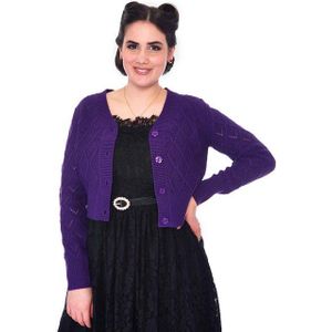 Voodoo Vixen Strickjacke Purple Chunky Knit Cardigan Retro Vintage Cardigan Diamantenmuster