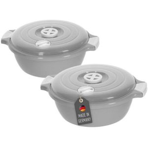 Lantelme Mikrowellenbehälter Mikrowellenschüssel Set rund, lebensmittelecht, (Spar-Set, 2-tlg., 2x 2,0 Liter, 2x Mikrowellenschüssel, 2x Deckel), 2er Set mit Deckel und Dampfventil