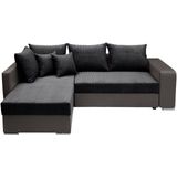 COLLECTION AB Ecksofa L-Form, Regalarmlehne mit LED RGB Beleuchtung,Bettfunktion und Bettkasten