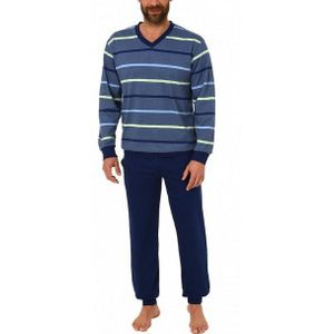 Normann Pyjama Herren Frottee Schlafanzug mit Bündchen in Streifenoptik - 62055