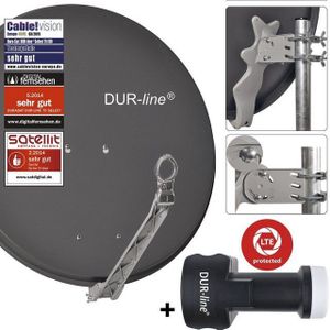 DUR-line DUR-line 8 Teilnehmer Set - Qualitäts-Alu-Satelliten-Komplettanlage - Sat-Spiegel