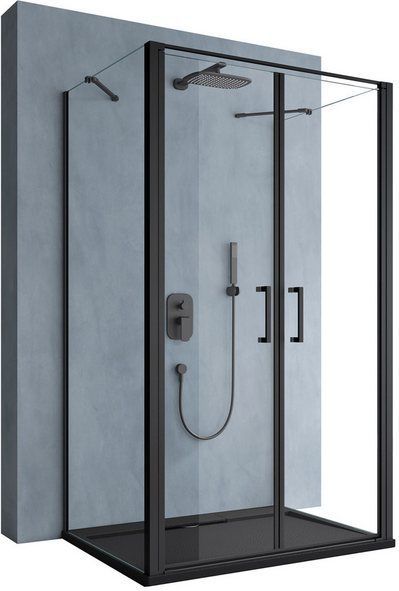 doporro Grossraumdusche Duschkabine U-Form Duschabtrennung Sicherheitsglas Klarglas Rav66UK, BxT: 90x75 cm, Einscheibensicherheitsglas