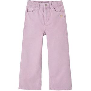 vertbaudet Cargohose Weite Mädchen Hose mit Blumenstickerei Blumenstickerei