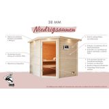 welltime Sauna Trixi, BxTxH: 196 x 169 x 187 cm, 38 mm, (inkl. 9KW Ofen mit externer Steuerung) besonders stabile nordische Fichte, für bis zu 3 Personen