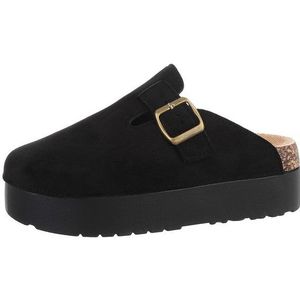 Ital-Design Damen Mules Freizeit Plateausandaletten (85698211) Flach Pantoletten in Schwarz