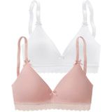 petite fleur Bralette-BH (Packung, 2 Stück) ohne Bügel mit Spitzenband, aus weicher Baumwolle, Basic Dessous
