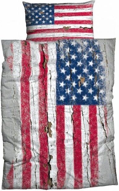 CASATEX Bettwäsche Stars and Stripes Renforce Used Look, Renforcé, 2 teilig, USA, Flagge, Streifen, Sterne