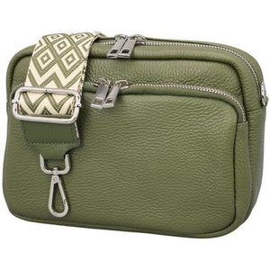Adel Bags Schultertasche BELLA Umhängetasche für Damen, Schultertasche mit 2 Wechselriemen, echtes Leder, hergestellt in Italien